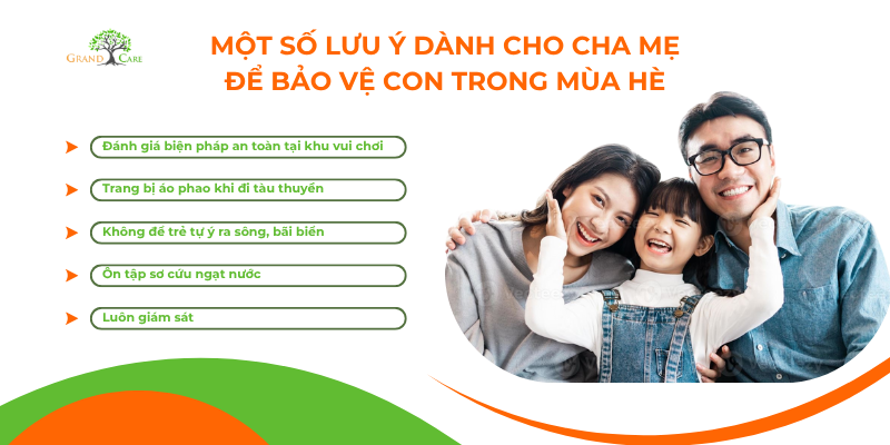 MỘT SỐ LƯU Ý DÀNH CHO CHA MẸ ĐỂ BẢO VỆ CON TRONG MÙA HÈ 