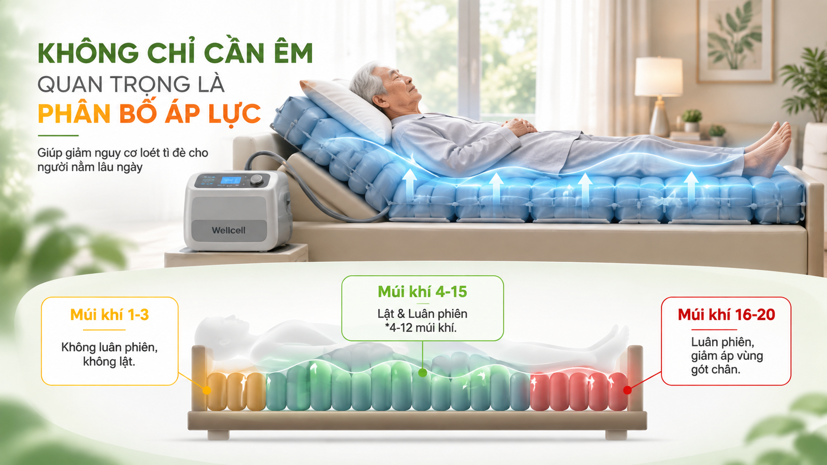 Khả năng phân bố lại áp lực trên đệm chống loét
