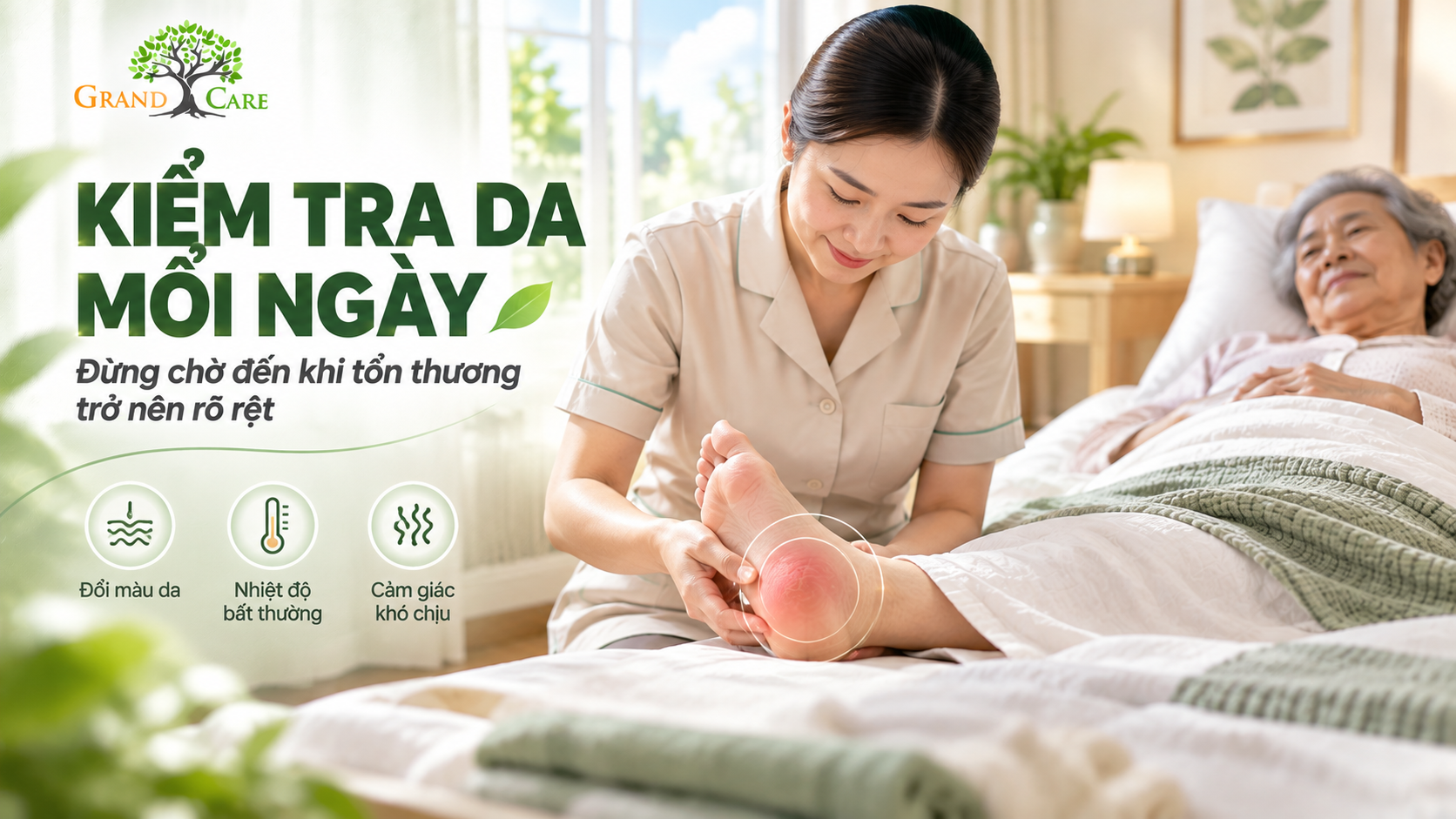 Kiểm tra da mỗi ngày cho bệnh nhân liệt giường